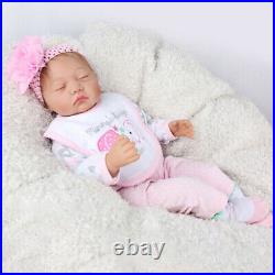 22''Reborn Baby Dolls Lifelike Newborn Handmade Silicone Vinyl Girl Doll+Clothes