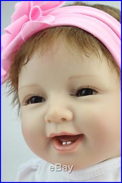 22 Soft Vinyl Silicone Real Life Like Reborn Baby Doll Newborn Dolls Pink Skirt