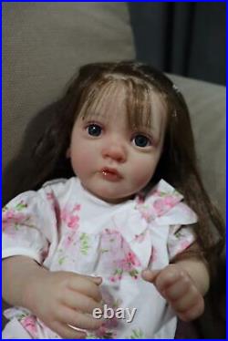 22in Finished Reborn Baby Dolls Hand-Rooted Hair Artist Painted Doll Girl Gift