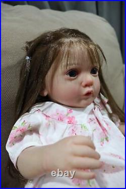22in Finished Reborn Baby Dolls Hand-Rooted Hair Artist Painted Doll Girl Gift
