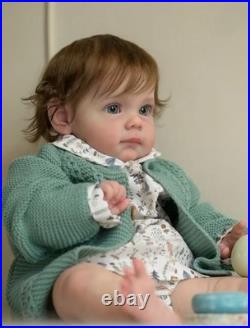22inch Reborn Baby Doll Cute Toddler Girl Rooted Soft Hair Vinyl Collectible Toy