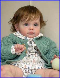 22inch Reborn Baby Doll Cute Toddler Girl Rooted Soft Hair Vinyl Collectible Toy