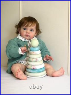 22inch Reborn Baby Doll Cute Toddler Girl Rooted Soft Hair Vinyl Collectible Toy