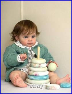 22inch Reborn Baby Doll Cute Toddler Girl Rooted Soft Hair Vinyl Collectible Toy