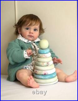 22inch Reborn Baby Doll Cute Toddler Girl Rooted Soft Hair Vinyl Collectible Toy