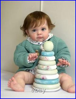 22inch Reborn Baby Doll Cute Toddler Girl Rooted Soft Hair Vinyl Collectible Toy