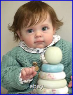 22inch Reborn Baby Doll Cute Toddler Girl Rooted Soft Hair Vinyl Collectible Toy
