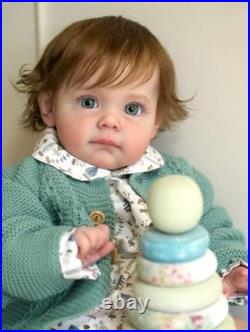 22inch Reborn Baby Doll Cute Toddler Girl Rooted Soft Hair Vinyl Collectible Toy