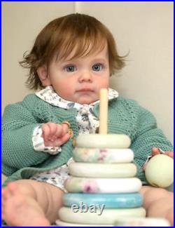 22inch Reborn Baby Doll Cute Toddler Girl Rooted Soft Hair Vinyl Collectible Toy