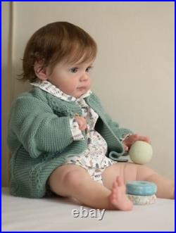 22inch Reborn Baby Doll Cute Toddler Girl Rooted Soft Hair Vinyl Collectible Toy