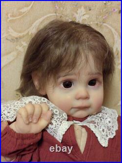 23in Weighted Reborn Baby Doll Realistic Toddler Girl Soft Body Rooted Hair Gift