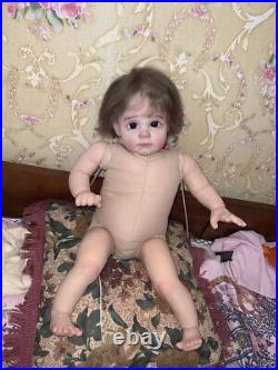 23in Weighted Reborn Baby Doll Realistic Toddler Girl Soft Body Rooted Hair Gift