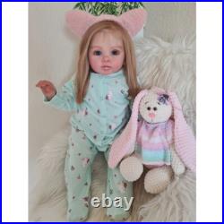 23inch Realistic Cute Girl Reborn Baby Doll Rooted Blonde Hair Handmade Art Toys