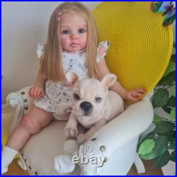 23inch Realistic Cute Girl Reborn Baby Doll Rooted Blonde Hair Handmade Art Toys