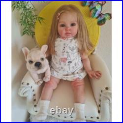 23inch Realistic Cute Girl Reborn Baby Doll Rooted Blonde Hair Handmade Art Toys