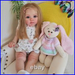 23inch Realistic Cute Girl Reborn Baby Doll Rooted Blonde Hair Handmade Art Toys