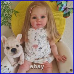 23inch Realistic Cute Girl Reborn Baby Doll Rooted Blonde Hair Handmade Art Toys