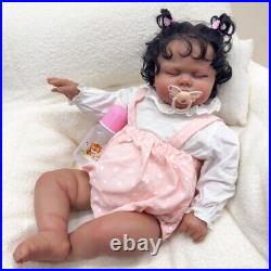 24In Pickle Dark Skin Reborn Dolls Toddler Girl Lifelike Rooted Hair Cuddly Baby