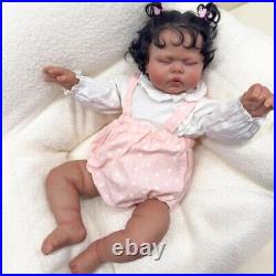 24In Pickle Dark Skin Reborn Dolls Toddler Girl Lifelike Rooted Hair Cuddly Baby