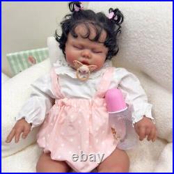 24In Pickle Dark Skin Reborn Dolls Toddler Girl Lifelike Rooted Hair Cuddly Baby