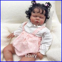 24In Pickle Dark Skin Reborn Dolls Toddler Girl Lifelike Rooted Hair Cuddly Baby