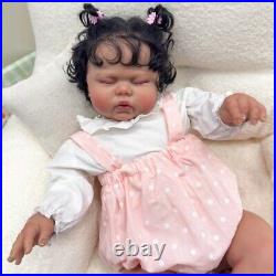 24In Pickle Dark Skin Reborn Dolls Toddler Girl Lifelike Rooted Hair Cuddly Baby