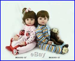 24Inch Reborn Twin Girl Boy Dolls Realistic Looking Newborn Baby Doll Toddler