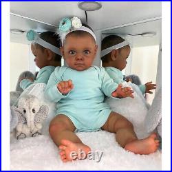 24 Black Skin Reborn Baby Dolls Realistic Biracial Newborn Baby Doll Cloth Body