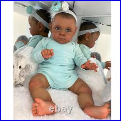 24 Black Skin Reborn Baby Dolls Realistic Biracial Newborn Baby Doll Cloth Body