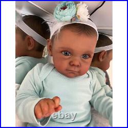 24 Black Skin Reborn Baby Dolls Realistic Biracial Newborn Baby Doll Cloth Body