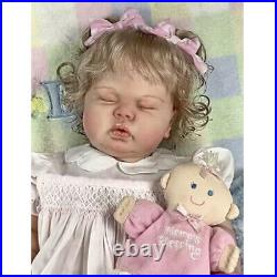 24 Finished Reborn Baby Doll Girl Sleeping Newborn Dolls Rooted Hair Handmade