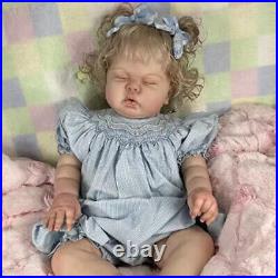 24 Finished Reborn Baby Doll Girl Sleeping Newborn Dolls Rooted Hair Handmade