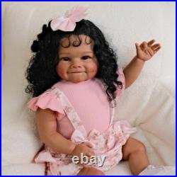 24 Finished Reborn Baby Doll Toddler Girl Rooted Hair Dark Skin Soft Cloth Body 24 Finished Reborn Baby Doll Toddler Girl Rooted Hair Dark Skin Soft Cloth Body