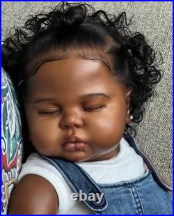 24 Lifelike African Reborn Baby Doll Toddler Rooted Afro Hair Finished Toy Gift