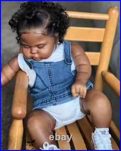 24 Lifelike African Reborn Baby Doll Toddler Rooted Afro Hair Finished Toy Gift