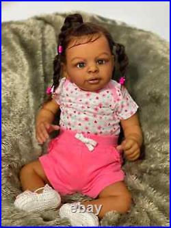 24 Reborn Baby Doll Dark Skin Girl African Lifelike Newborn Toddler Rooted Hair 24 Reborn Baby Doll Dark Skin Girl African Lifelike Newborn Toddler Rooted Hair