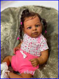 24 Reborn Baby Doll Dark Skin Girl African Lifelike Newborn Toddler Rooted Hair 24 Reborn Baby Doll Dark Skin Girl African Lifelike Newborn Toddler Rooted Hair