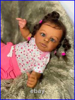 24 Reborn Baby Doll Dark Skin Girl African Lifelike Newborn Toddler Rooted Hair 24 Reborn Baby Doll Dark Skin Girl African Lifelike Newborn Toddler Rooted Hair