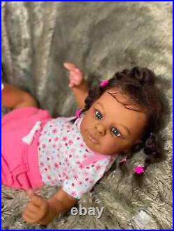 24 Reborn Baby Doll Dark Skin Girl African Lifelike Newborn Toddler Rooted Hair 24 Reborn Baby Doll Dark Skin Girl African Lifelike Newborn Toddler Rooted Hair