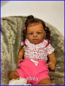 24 Reborn Baby Doll Dark Skin Girl African Lifelike Newborn Toddler Rooted Hair 24 Reborn Baby Doll Dark Skin Girl African Lifelike Newborn Toddler Rooted Hair