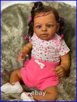 24 Reborn Baby Doll Dark Skin Girl African Lifelike Newborn Toddler Rooted Hair 24 Reborn Baby Doll Dark Skin Girl African Lifelike Newborn Toddler Rooted Hair