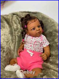 24 Reborn Baby Doll Dark Skin Girl African Lifelike Newborn Toddler Rooted Hair 24 Reborn Baby Doll Dark Skin Girl African Lifelike Newborn Toddler Rooted Hair