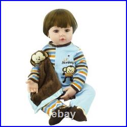 24'' Reborn Silicone Toddler Baby Doll Vinyl Panda boy Realistic Gift Handmade