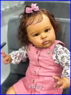24in Ellie Reborn Baby Doll Dark Skin Newborn Princess Girl Lifelike Soft Gift