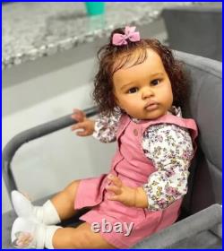 24in Ellie Reborn Baby Doll Dark Skin Newborn Princess Girl Lifelike Soft Gift