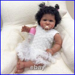 24in Soft Touch Reborn Baby Doll Toddler Newborn Lifelike Dark Skin Rooted Hair