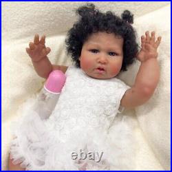 24in Soft Touch Reborn Baby Doll Toddler Newborn Lifelike Dark Skin Rooted Hair