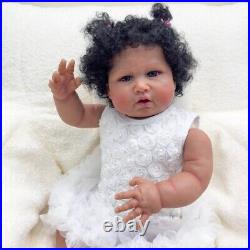 24in Soft Touch Reborn Baby Doll Toddler Newborn Lifelike Dark Skin Rooted Hair