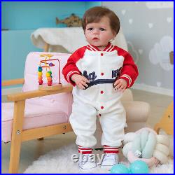 24in Toddler Reborn Baby Doll Lifelike Boy Handmade Toy Straight Legs Girls Gift