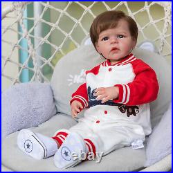 24in Toddler Reborn Baby Doll Lifelike Boy Handmade Toy Straight Legs Girls Gift